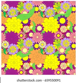 Seamless bright colorful floral pattern stock vector illustration