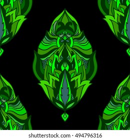Seamless bright colorful pattern with abstract ornaments.