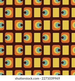 Seamless bright colorful retro pattern. Vector trendy background in 70s style. Abstract modern geometric ornament, vintage backgrounds