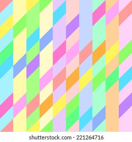 Seamless bright cute pattern of iridescent diagonal and horizontal stripes of equal thickness, forming quadrilaterals for girls or children