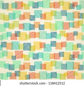Seamless bright decorative texture with decorative ornament with colorful square shapes.Template for design and decoration