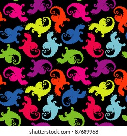 Seamless bright dragons kids pattern wallpaper background in vector.
