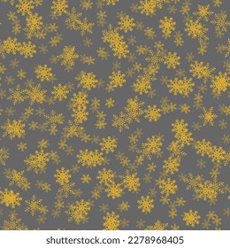 Seamless Bright Falling. Gray Polkadot Dot. Yellow Random Dot. Round Flake Background. Golden Abstract Dot. Pattern Cool Bubble. Seamless Vintage Art Background. Vector Snow Color. Modern Flake Snow