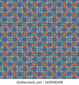 Seamless bright floral doodle pattern, shallow, contrast, eps8