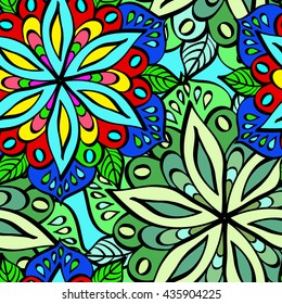 Seamless bright floral pattern. Colorful background can be used for textile design, website design, wedding invitation. Vector.