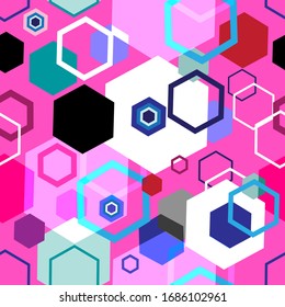 Seamless bright geometric pattern of diamonds and other shapes. Template for Wallpaper and fabric design.