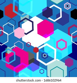 Seamless bright geometric pattern of diamonds and other shapes. Template for Wallpaper and fabric design.