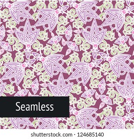 Seamless bright hand-drawn vector pattern (backgrounsd) in spring colors