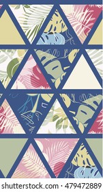 Seamless bright hawaiian pattern with tropical plants.