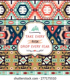 Seamless bright  indigenous pattern in navajo style