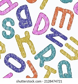 Seamless bright letter pattern for fabrics, textiles, packaging and wallpaper. Vector illustration.