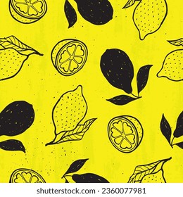 Seamless bright light pattern with Fresh lemons for fabric, drawing labels, print on t-shirt, wallpaper of children's room, fruit background. Slices of a lemon doodle style cheerful background.
