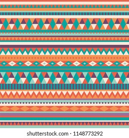 Seamless bright minimal aztec inspired repeat pattern. Light colors, harmonic shapes. Bright and positive design. Perfect for clothing or paper products.