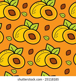 Seamless bright orange pattern with apricots (from my "Seamless pattern collection")