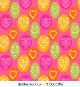 Seamless  bright pattern with abstract pink hearts for web page site.Happy Valentines Day.Holiday background or site web page, woman blog