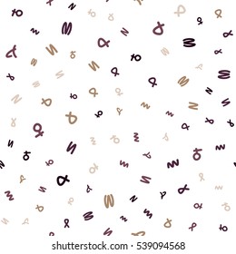 Seamless bright pattern of abstract symbols. Transparent background.