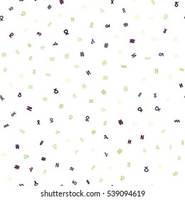 Seamless bright pattern of abstract symbols. Transparent background.