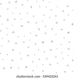 Seamless bright pattern of abstract symbols. Transparent background.