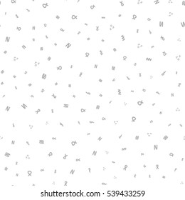 Seamless bright pattern of abstract symbols. Transparent background.