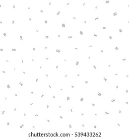 Seamless bright pattern of abstract symbols. Transparent background.