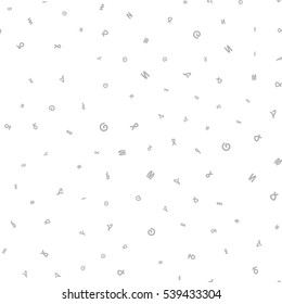 Seamless bright pattern of abstract symbols. Transparent background.