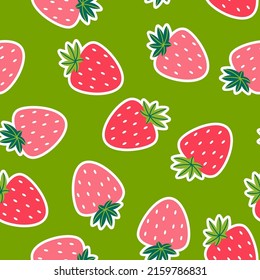 Seamless bright pattern with beautiful strawberries