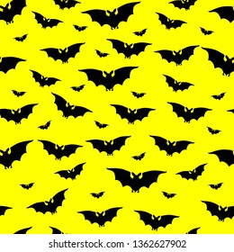 Seamless bright pattern with black bats