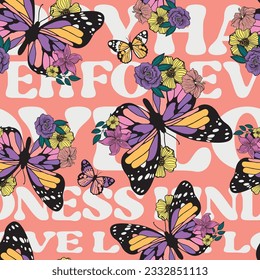 Seamless bright pattern with butterflies. Paints paint, hand drawn butterflies. Pattern for textiles, children's clothes, wrapping busakgi .. Girlish background