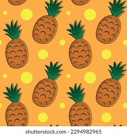 Seamless bright pattern with cartoon pineapples