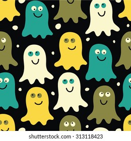 Seamless bright pattern of a cute monsters.