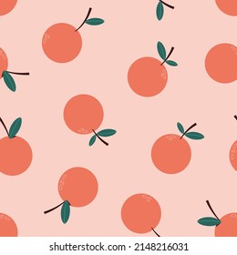 Seamless bright pattern with fresh oranges for fabric, drawing labels, print on t-shirt. Seamless vector pattern with fresh oranges. Fruit background. Summer background. 