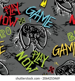 Seamless bright pattern with  joysticks. gaming cool print for boys and girls. Suitable for textiles, sportswear, web
