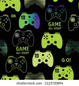 Seamless bright pattern with  joysticks. gaming cool print for boys and girls. Suitable for textiles, sportswear, web
