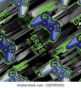 Seamless bright pattern with  joysticks. gaming cool print for boys and girls. Suitable for textiles, sportswear, web
