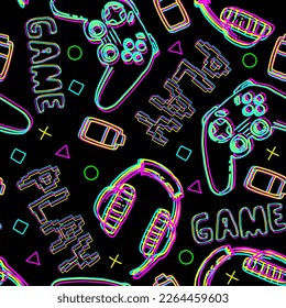 Seamless bright pattern with joysticks. gaming cool print for boys and girls. Suitable for textiles, sportswear, web