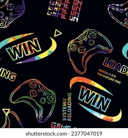 Seamless bright pattern with joysticks. gaming cool print for boys and girls. Suitable for textiles, sportswear, web
