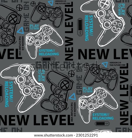 Seamless bright pattern with joysticks. gaming cool print for boys and girls. Suitable for textiles, sportswear, web
