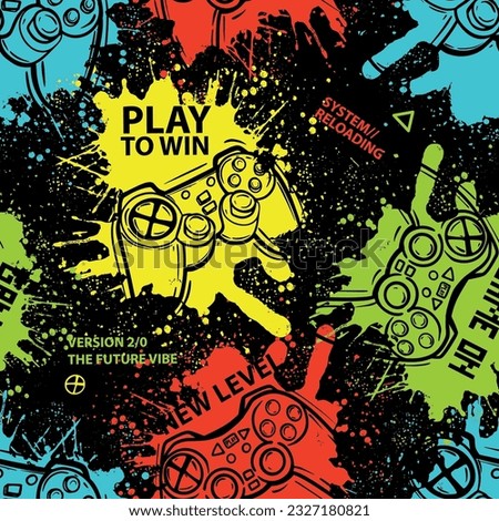 Seamless bright pattern with joysticks. gaming cool print for boys and girls. Suitable for textiles, sportswear, web
