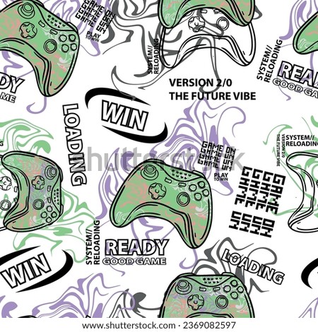 Seamless bright pattern with joysticks. gaming cool print for boys and girls. Suitable for textiles, sportswear, web

