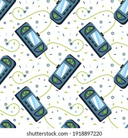 Seamless bright pattern with joysticks. Video game controller gaming cool print for boys and girls. Print for textiles, sportswear.