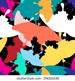 seamless bright pattern of multi-colored butterflies .