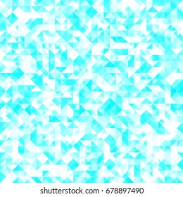 Seamless bright pattern of small triangles in blue and turquoise tones. Background for the design of the surface. Abstract geometric wallpaper.