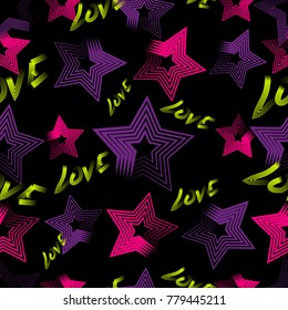 Seamless bright pattern from stars hand drawing brush