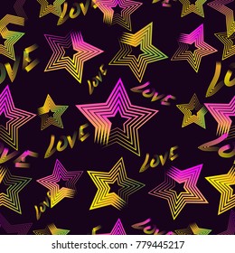 Seamless bright pattern from stars hand drawing brush