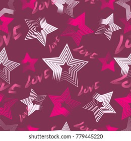 Seamless bright pattern from stars hand drawing brush