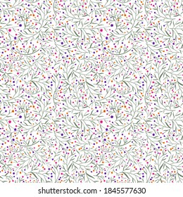 Seamless bright pattern for textile, wrapping paper, packaging and background. Hand drawn flower template.