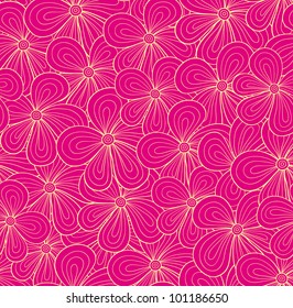 Seamless bright pink floral pattern. Vector illustration