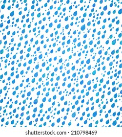 Seamless bright rain pattern with blue water drops, vector illustration