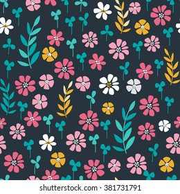 Seamless bright scandinavian floral pattern