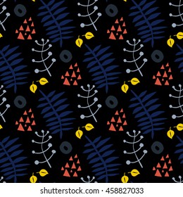 Seamless bright Scandinavian floral pattern